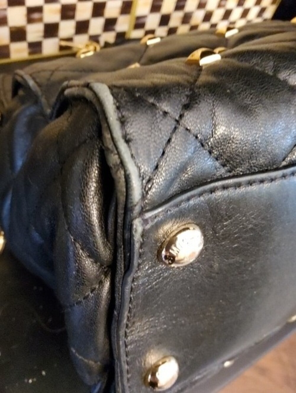 Michael Kors Black Quilted Hamilton Bag with Gold Studs - Picture 6 of 15